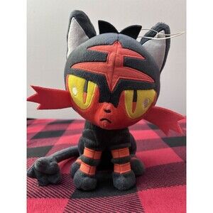 2018 Banpresto Litten Sitting Pokemon Strap Plush 10.5" Fire Cat Nintendo Cute